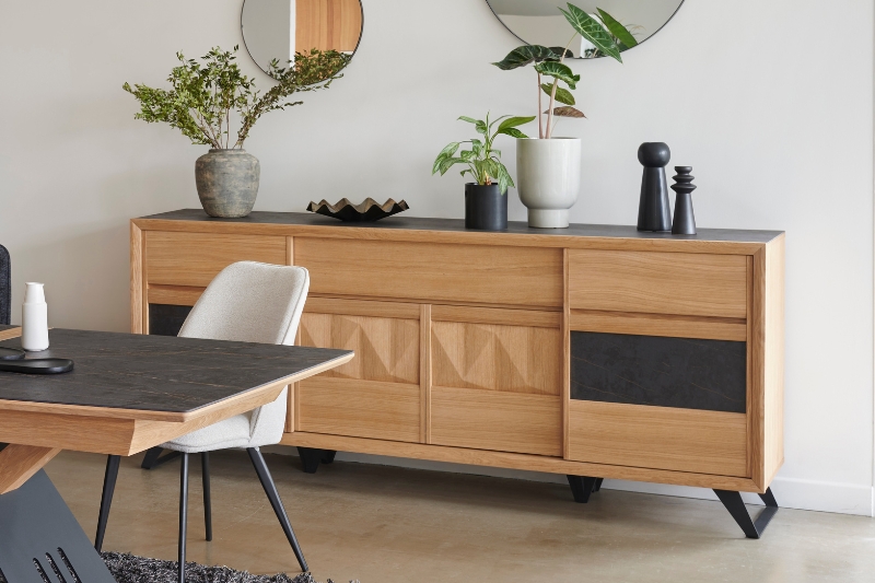 Buffet 4 portes bois et céramique DELTA