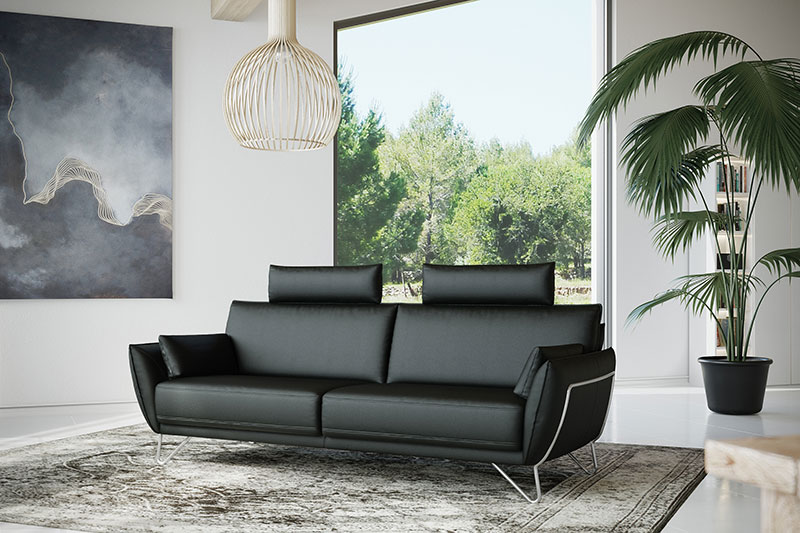 Canapé en cuir noir Montego