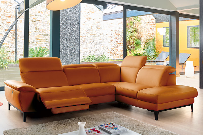 Canapé en cuir orange Dixie