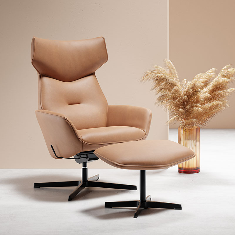 Fauteuil en cuir pivotant PALMA